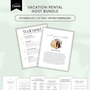 AirBnB Host Bundle, Canva Template, AirBnB Welcome Book Template, Short Term Vacation Rental