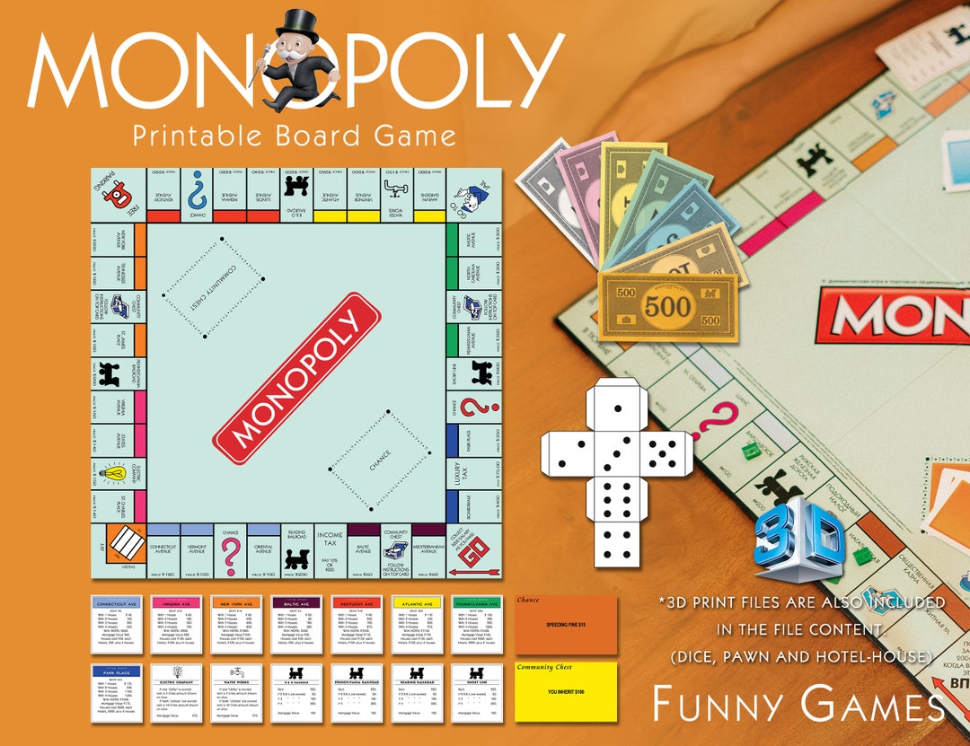 Monopoly Printable Board Game Monopoly Print Game 3D STL - Etsy