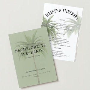 Beach Bash Bachelorette Itinerary, Girls Trip Destination Weekend Planner, Packing List Included, 6 page Schedule Organizer for the Bride