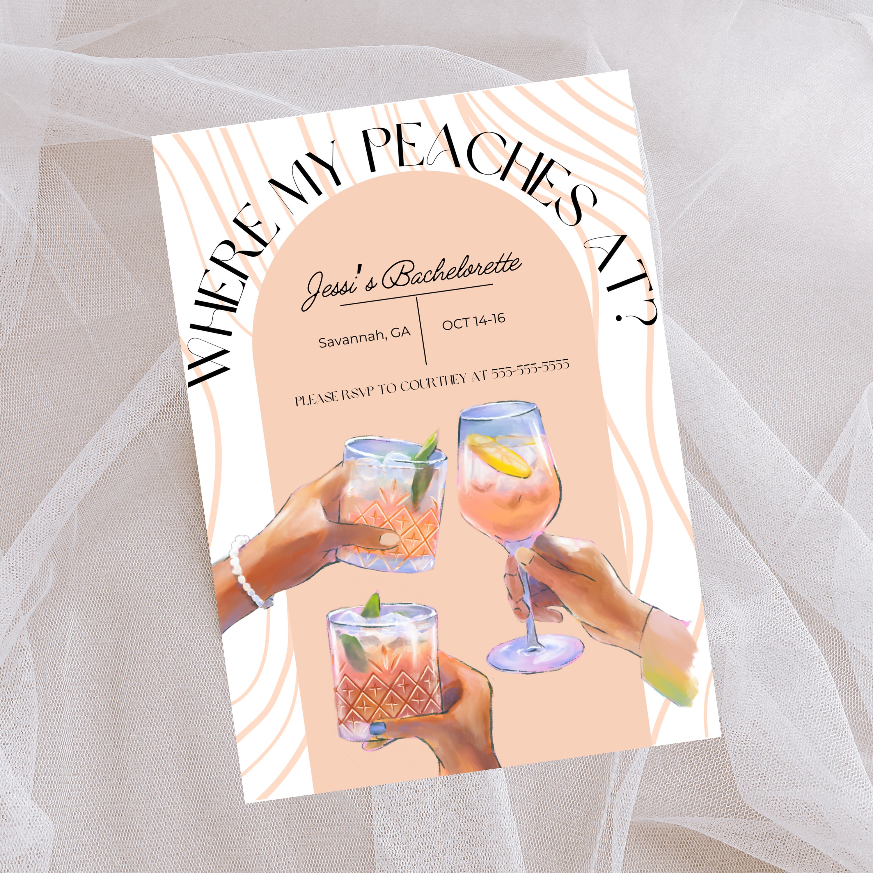 Sweet as a Peach Bachelorette Invitation, Southern Charm Itinerary Template, Girls Weekend in Georgia Editable Canva Design, Country Chic
