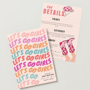 Nash Bash Editable Template, Custom Bachelorette Itinerary, Let&#39;s Go Girls, Nashville Weekend Itinerary Instant Download, Cowgirl Country,