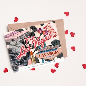 Vegas Vintage Postkarten-Einladung (Nevada), digitale Canva-Vorlage, Casino-inspirierte Bachelorette-Reiseroute, Vegas Before Vows, Fabelhaft