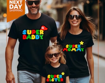 Custom Super Mario Family Shirts: Gamer Birthday Matching Tees