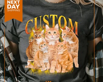 Custom Pet Photo T-Shirt: Vintage Style Personalized Cat or Dog Tee