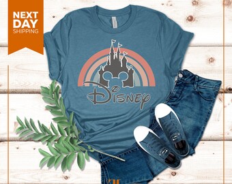 Disney Rainbow Castle Shirt, Retro Family Vacation Tee