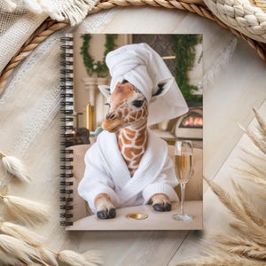 Funny Giraffe Spa Notebook: Wildlife Lover Gift, Spiral Lined Journal (6&quot;x8&quot;)
