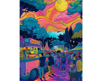 Shakedown Street Psychedelic Matte Vertical Poster  | Phish Shakedown Street | Phish Shakedown Street | Lot Artwork | Lot Scene | Jam Band