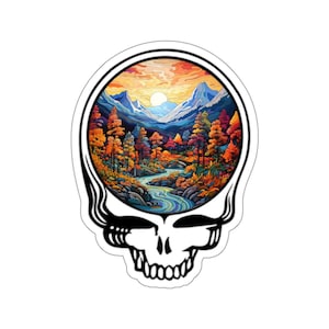 Grateful Dead Kiss cut Sticker with Wyoming Mountains in the Fall | Grateful Dead | Jerry Garcia | Jam Band Merch | Jam Band