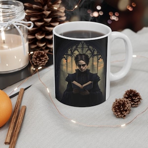 Mary Shelley Gothic Illustration Mug | Mary Shelley Mug | Frankenstein Author | Gothic Literature Gift Mug | | Horror Literature Mug