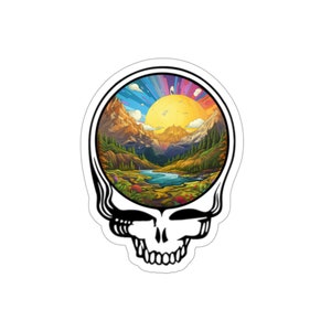 Grateful Dead 3 x 3 Die-Cut Sticker with Rocky Mountain Landscape | Grateful Dead Sticker | Grateful Dead | Jerry Garcia