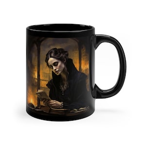 Mary Shelley Illustration Quote Mug | Mary Shelley Mug | Frankenstein Mug | Gothic Horror Author Mug | Classic Literature | Literary Heroine
