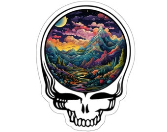 Grateful Dead Psychedelic Rocky Mountain Kiss Cut Sticker | Grateful Dead Sticker | Jerry Garcia | Jam Band Sticker | Jam Band