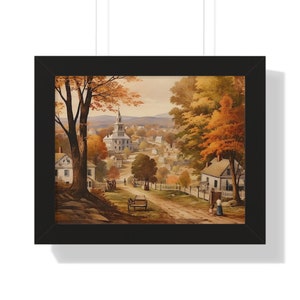 Sleepy Hollow in the 1800&#39;s Digitally Printed Watercolor Painting Framed Horizontal Poster 11 x 14 | Sleepy Hollow | Westchester New York