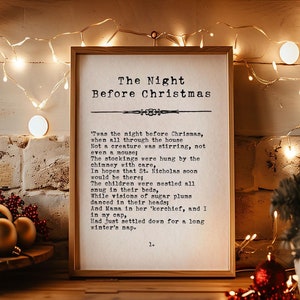 Twas the night before christmas poem, vintage christmas print, farmhouse holiday home decor, printable xmas wall art, digital download