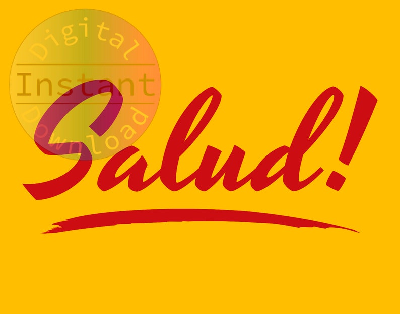 Salud Spanish Cheers Art Print, Red and Yellow Bar Sign (Digital Download) image 4