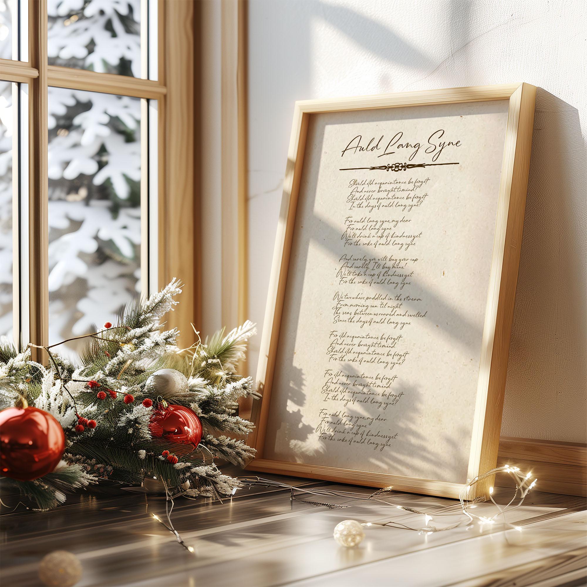 Auld Lang Syne Song Lyrics Print, Happy New Years Decor, 2025 Party ...