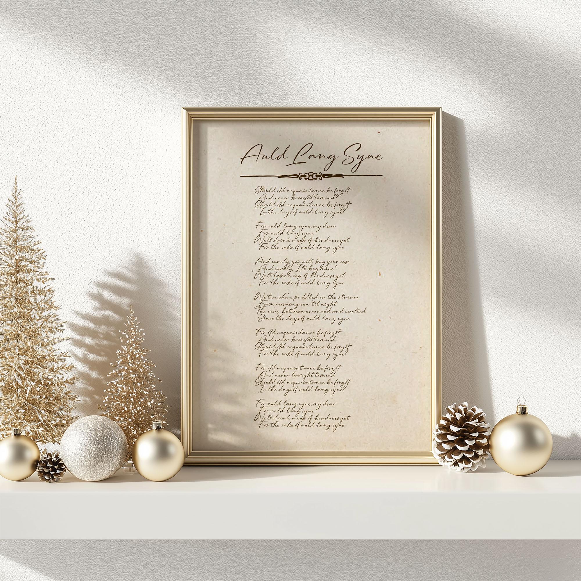 Auld Lang Syne Song Lyrics Print, Happy New Years Decor, 2025 Party ...