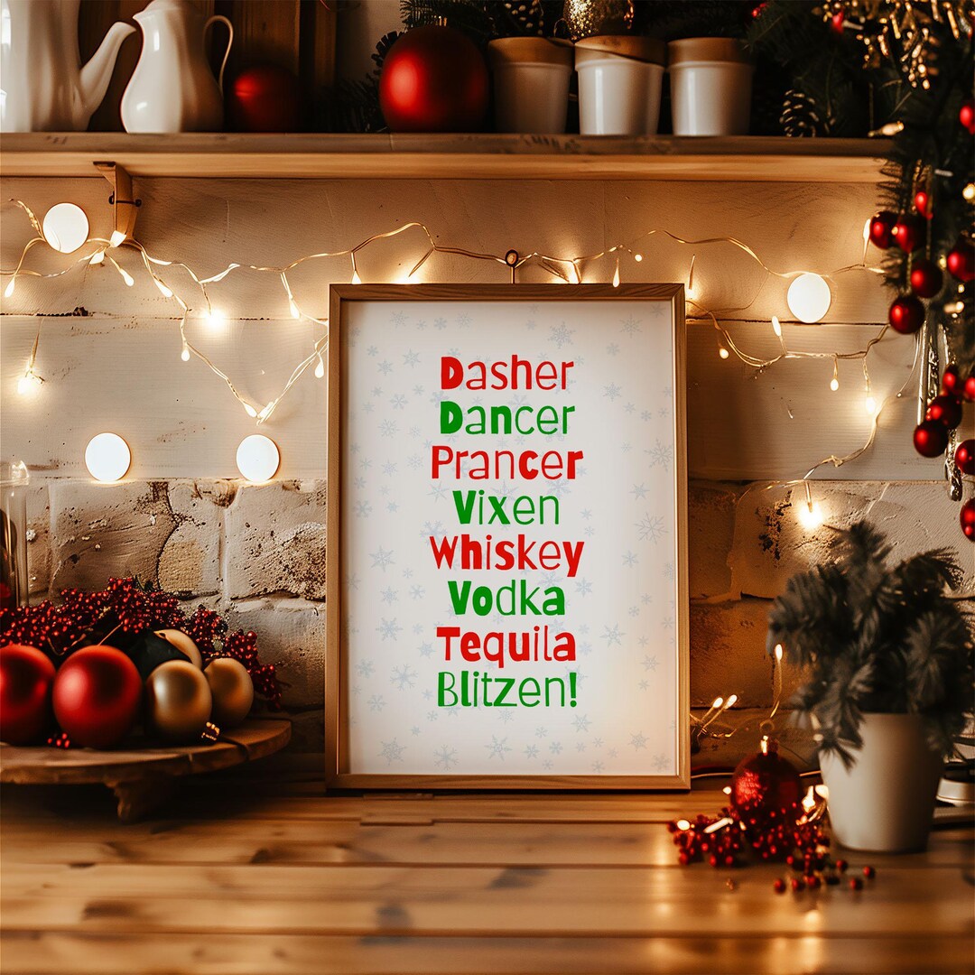Reindeer Names and Drinks Christmas Bar Cart Sign (digital Download) - Etsy