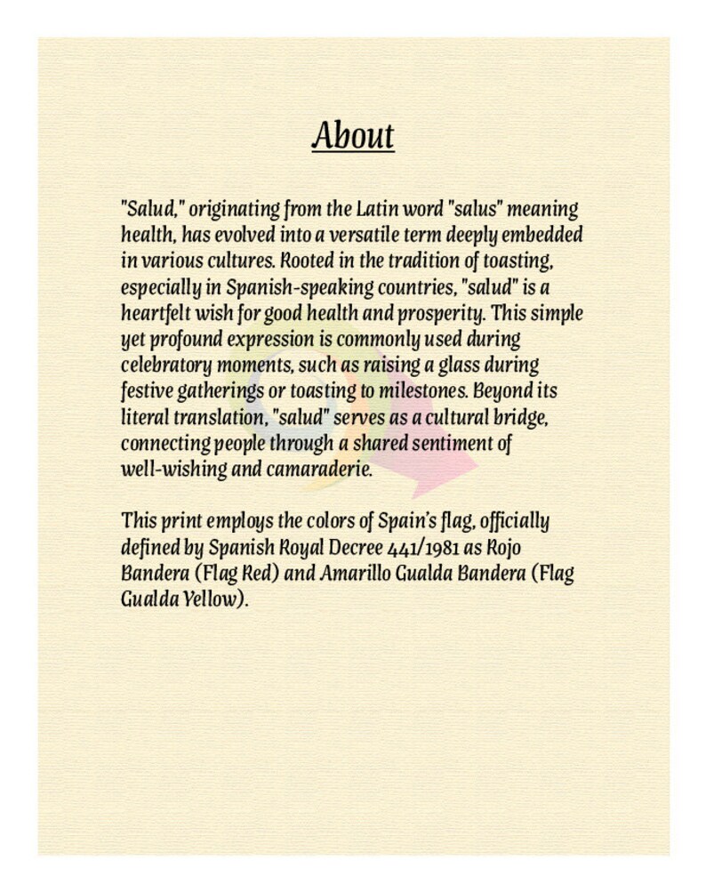 Salud Spanish Cheers Art Print, Red and Yellow Bar Sign (Digital Download) image 5