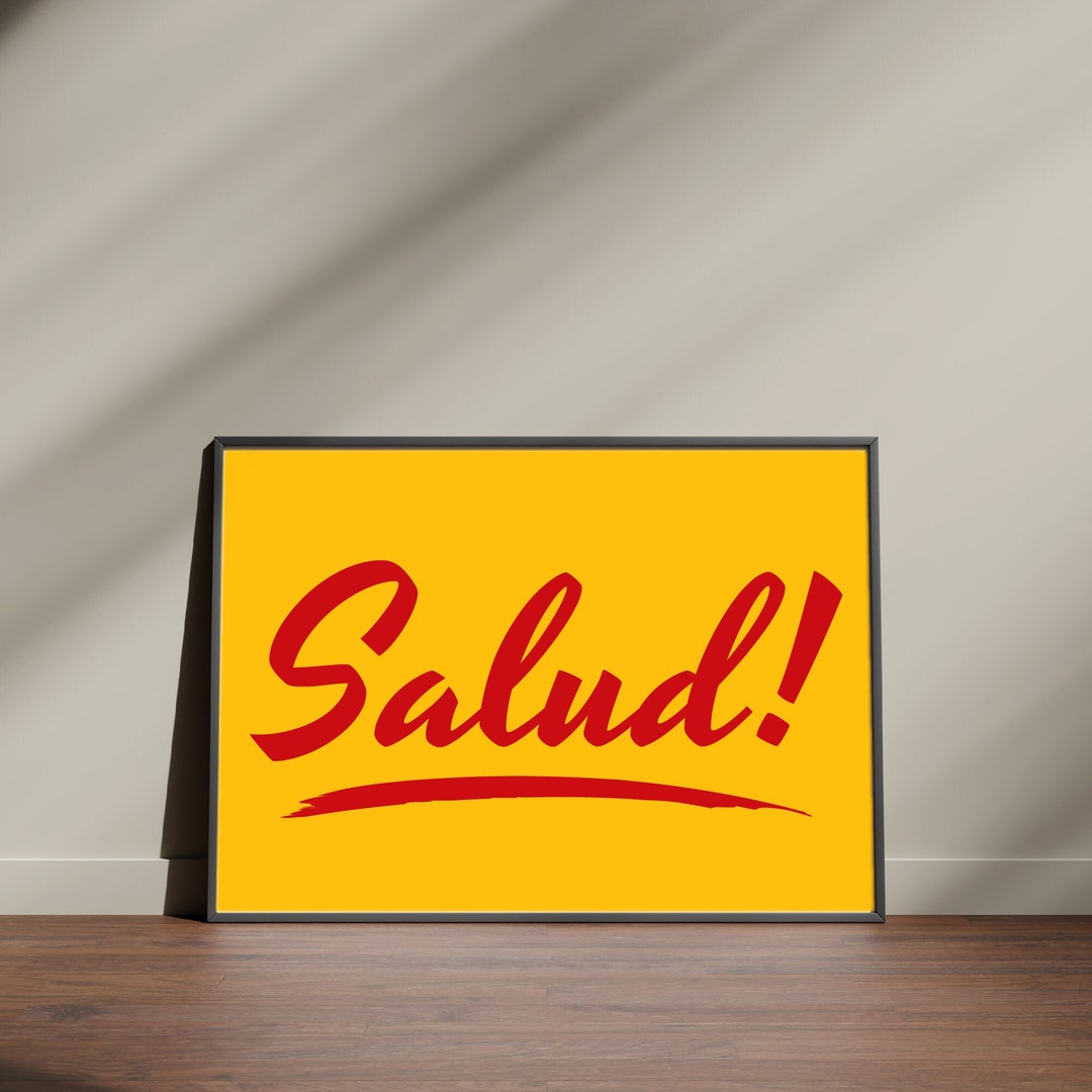 Salud Spanish Cheers Bar Sign, Mexican Drink Toast Wall Art for Wet Bar