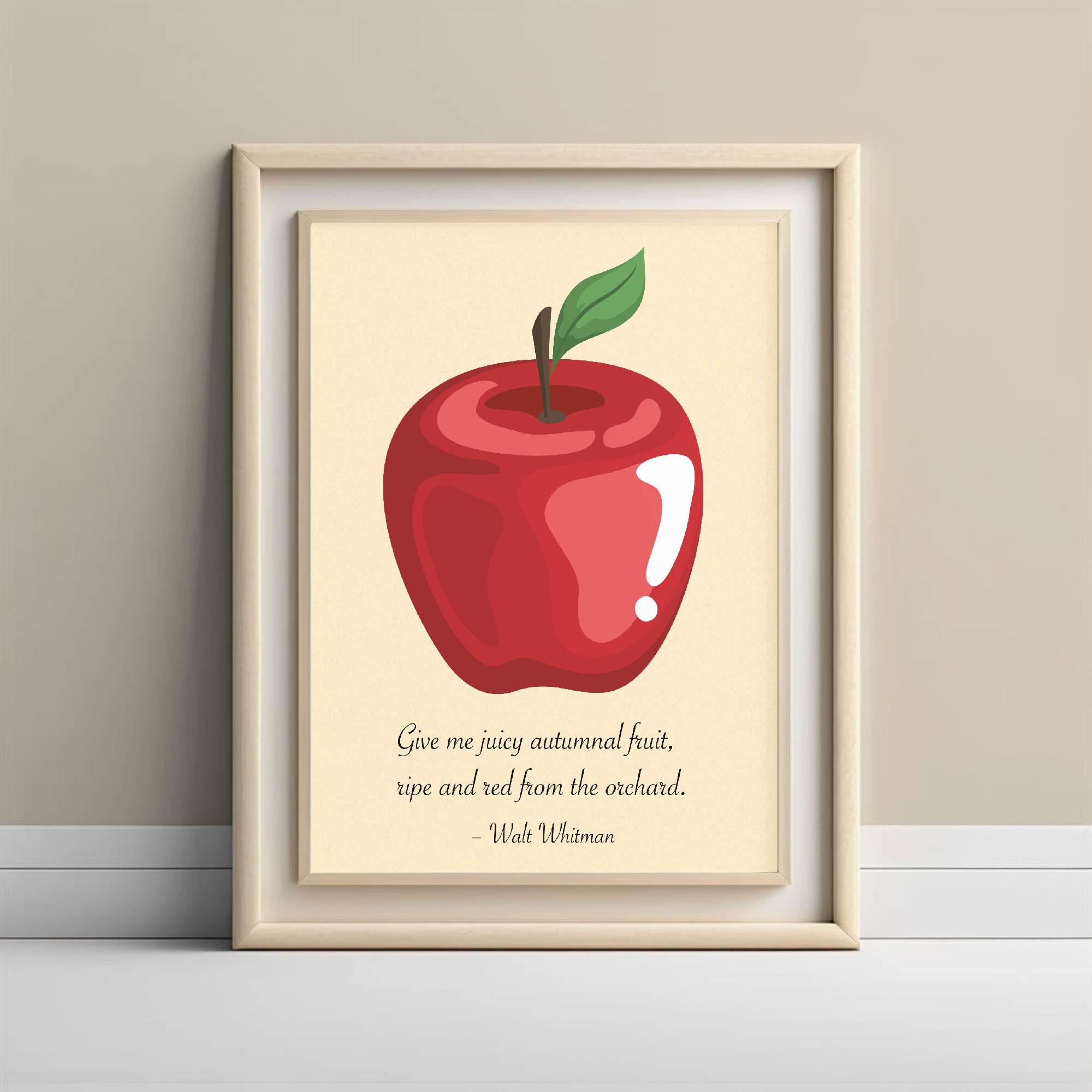 Apple Printable Fall Home Decor Wall Art Quote by Walt Whitman Harvest Cottagecore Rustic Decoration for Kitchen Dining Family Room Etsy