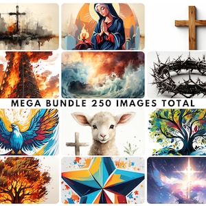 Christian Art Clipart Bundle: Bible Scenes, Characters, Symbols (Digital Download)