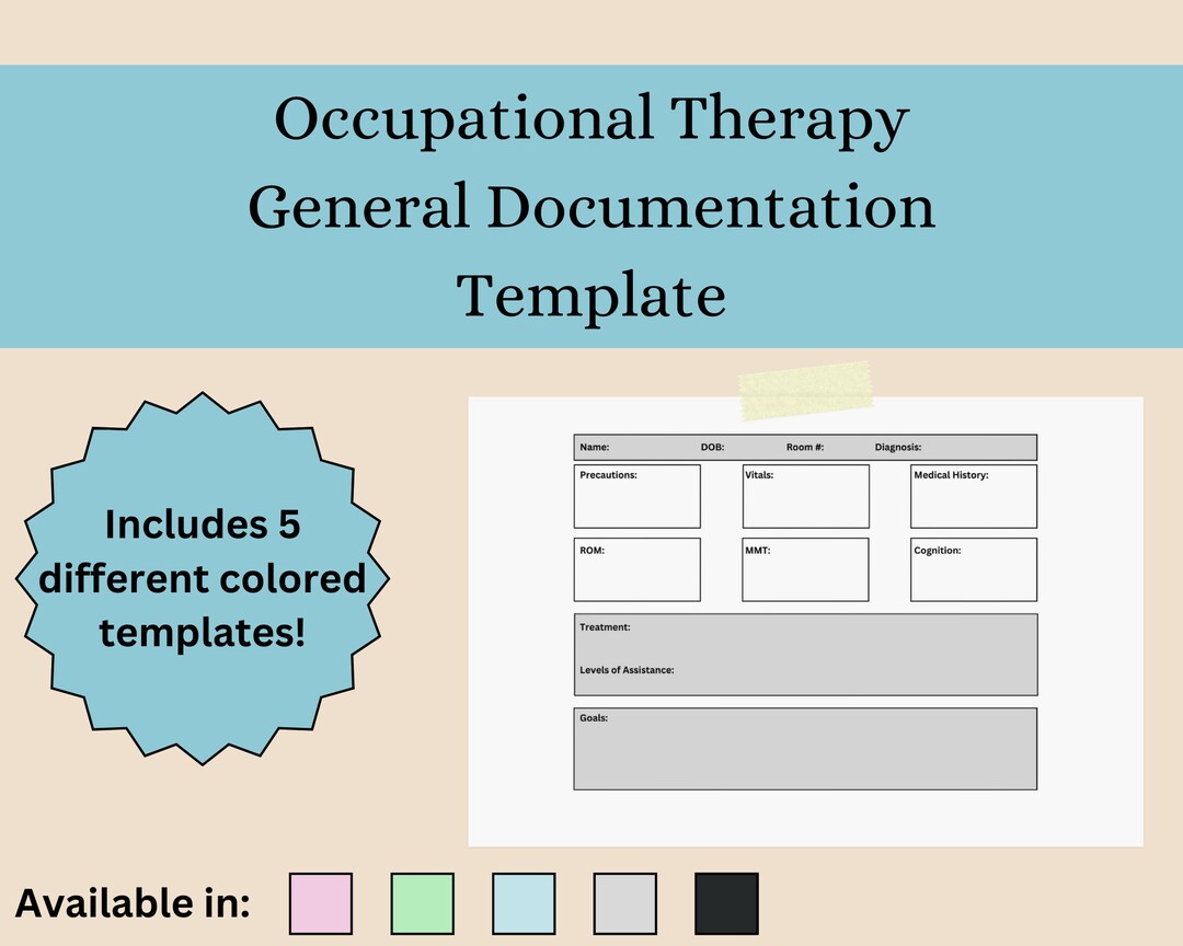 Occupational Therapy Documentation Template-general - Etsy