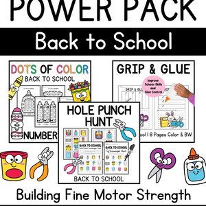 Fine Motor Skills Preschool Activities, Back to School Worksheets, Hole Punch Activities, Scissor Skills, Cutting & Gluing, PreK