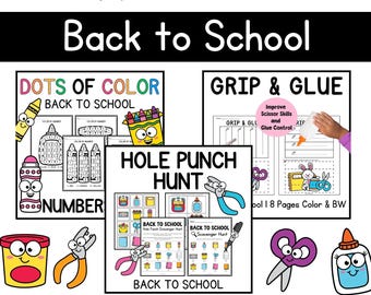 Terug naar school Voorschoolse schrijfactiviteiten Printables kleuterschool Werkbladpakket kleuterschool PreK-activiteit Ergotherapie Fijne motoriek