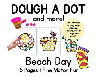 Summer Dot Art Printable Play Dough Mat Toddler Preschool, Fine Motor Skills Activity, Dot Coloring Pages, OT Worksheet, Instant Download