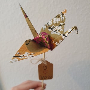Japanese Washi Origami Cranes with Greeting Card