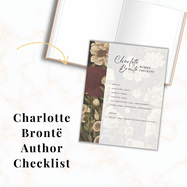 Charlotte Brontë Author Checklist/ Printable / Reader Checklist / Women Authors