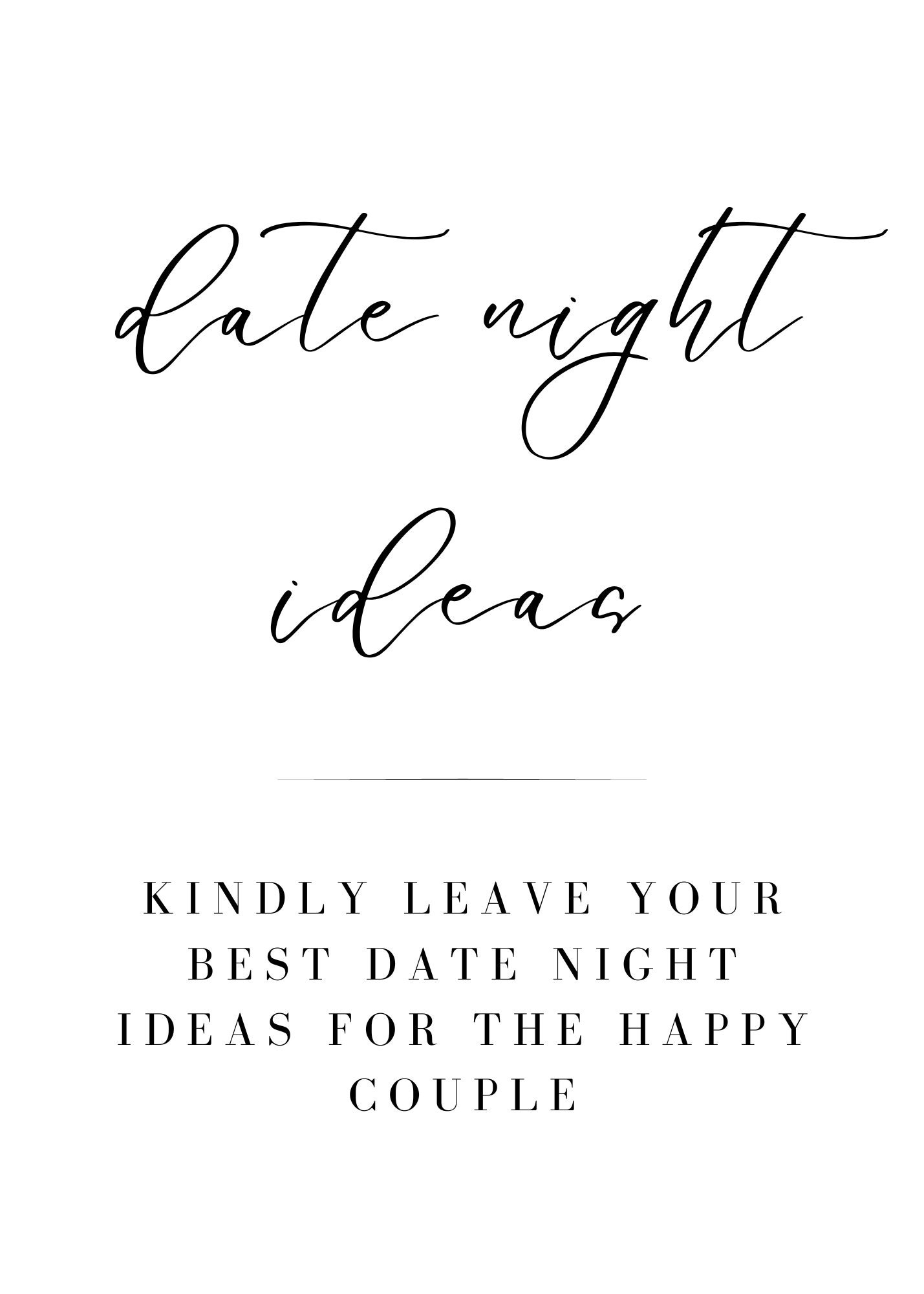 Wedding Date Night Idea Sign Etsy