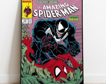 Spider Man Comic Book Covers Poster, Comics Print, Wall Art, Gift for Animation Fans #3