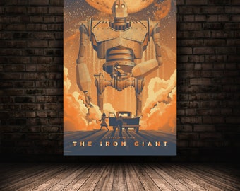 The Iron Giant Poster, Cartoon Wall Art, Rolled Canvas Print, Stretched Option, Home Decoration, Living Room