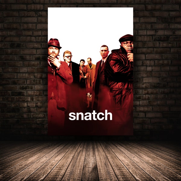 Snatch Movie Poster, Brad Pitt Wall Art, Jason Statham Unique Home Decor, Canvas Print, Ideal Gift for Film