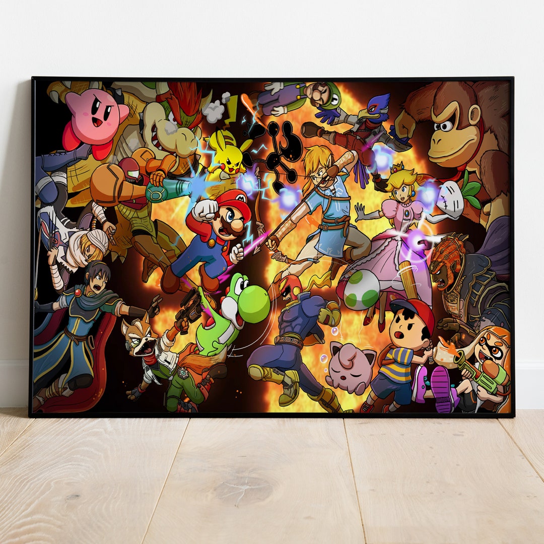 Super Smash Bros Poster, Game Print, Wall Art, Gift for Gamers #2 - Etsy