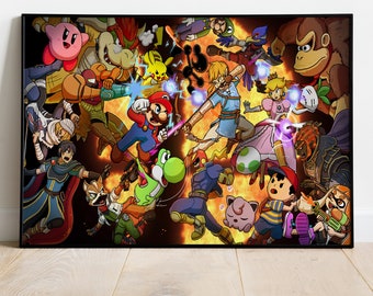 Poster di Super Smash Bros, stampa del gioco, decorazione da parete, regalo per i giocatori #2