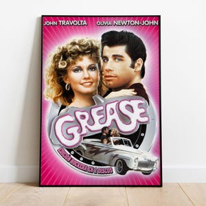 Grease Poster, Movie Print, Wall Art, Gift for Film Fans