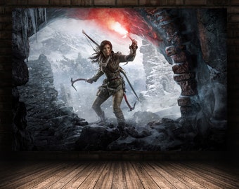 Shadow of the Tomb Raider Poster, Lara Croft Wall Art, Rolled Canvas Print, Stretched Canvas Option, Gift for Game fans