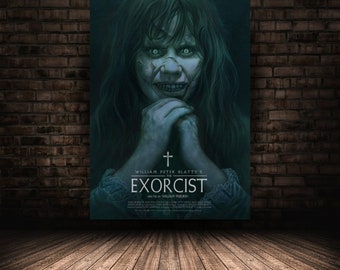 The Exorcist Poster, Horror Movie Wall Art, Rolled Canvas Print, Stretched Option, Film Gift
