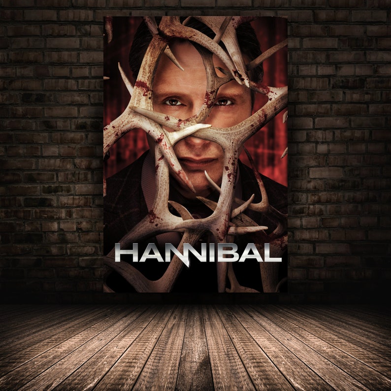 Hannibal Poster, Mads Mikkelsen Wall Art, Rolled Canvas Print, Stretched Option, Tv Series Gift Design 9