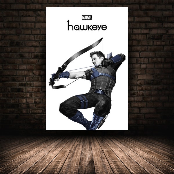 Hawkeye Poster, Jeremy Renner Wall Art, Stretched Option, Unique Home Decor, Canvas Print, Ideal Gift for Film