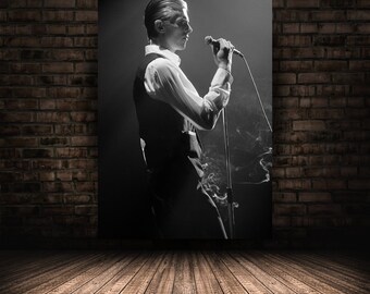 David Bowie Poster, Musician Wall Art, Rolled Canvas Print, Home Decor, Stretched Option, Gift for