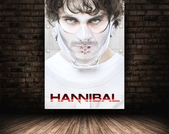 Hannibal Poster, Mads Mikkelsen Wall Art, Rolled Canvas Print, Stretched Option, Tv Series Gift