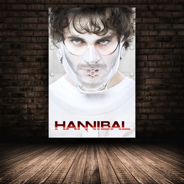 Hannibal Poster, Mads Mikkelsen Wall Art, Rolled Canvas Print, Stretched Option, Tv Series Gift