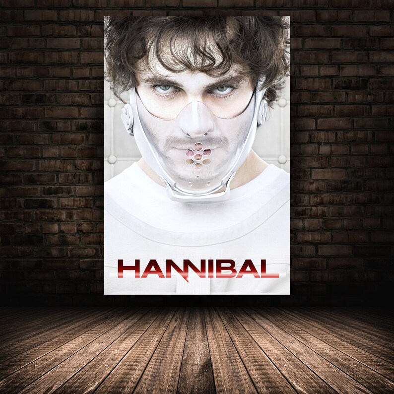 Hannibal Poster, Mads Mikkelsen Wall Art, Rolled Canvas Print, Stretched Option, Tv Series Gift Design 1
