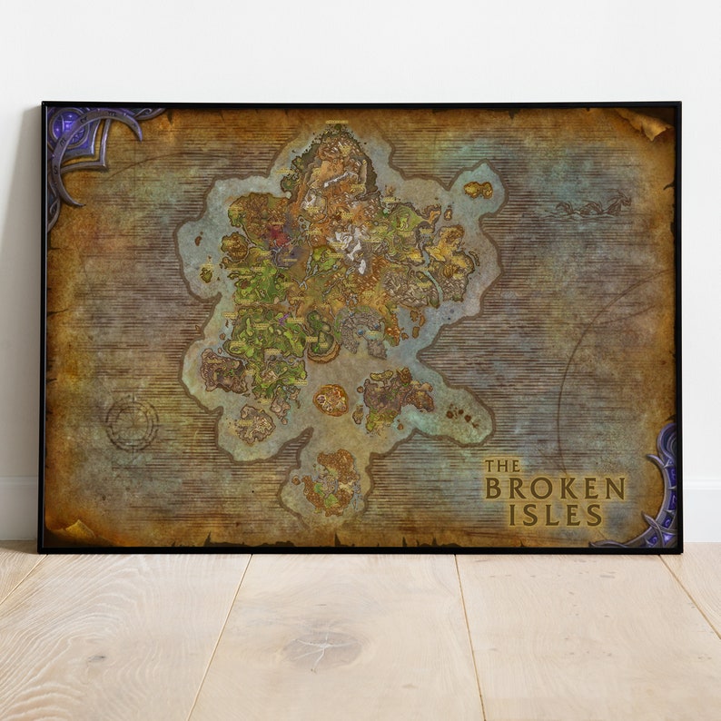 Azeroth Map Poster, World of Warcraft Game Print, Wall Art, Gift for ...