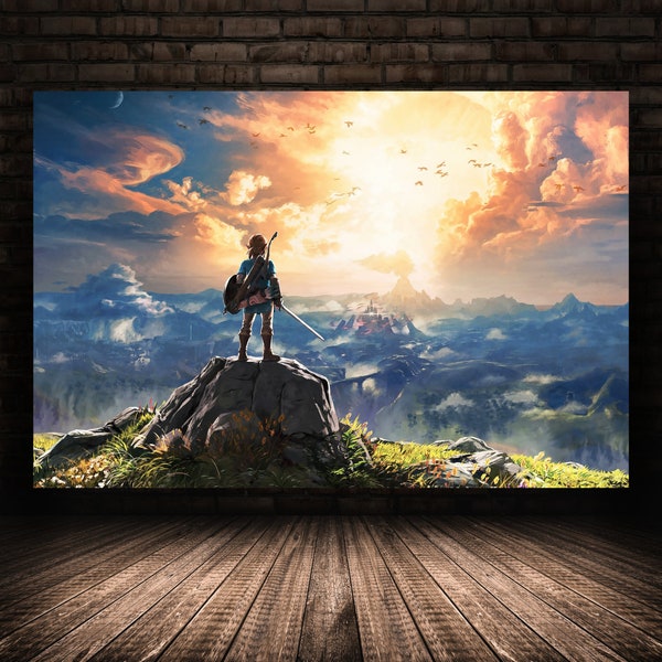 Affiche The Legend of Zelda, Breath of the Wild Wall Art, impression sur toile roulée, décoration de la maison, option étirée