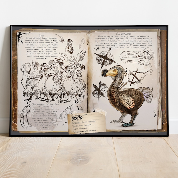 ARK Survival Dossiers Canvas Poster, Dinosaur Dossier Print, Game